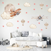 Vinatge Aeroplanes & Clouds Wall Stickers