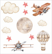 Vinatge Aeroplanes & Clouds Wall Stickers