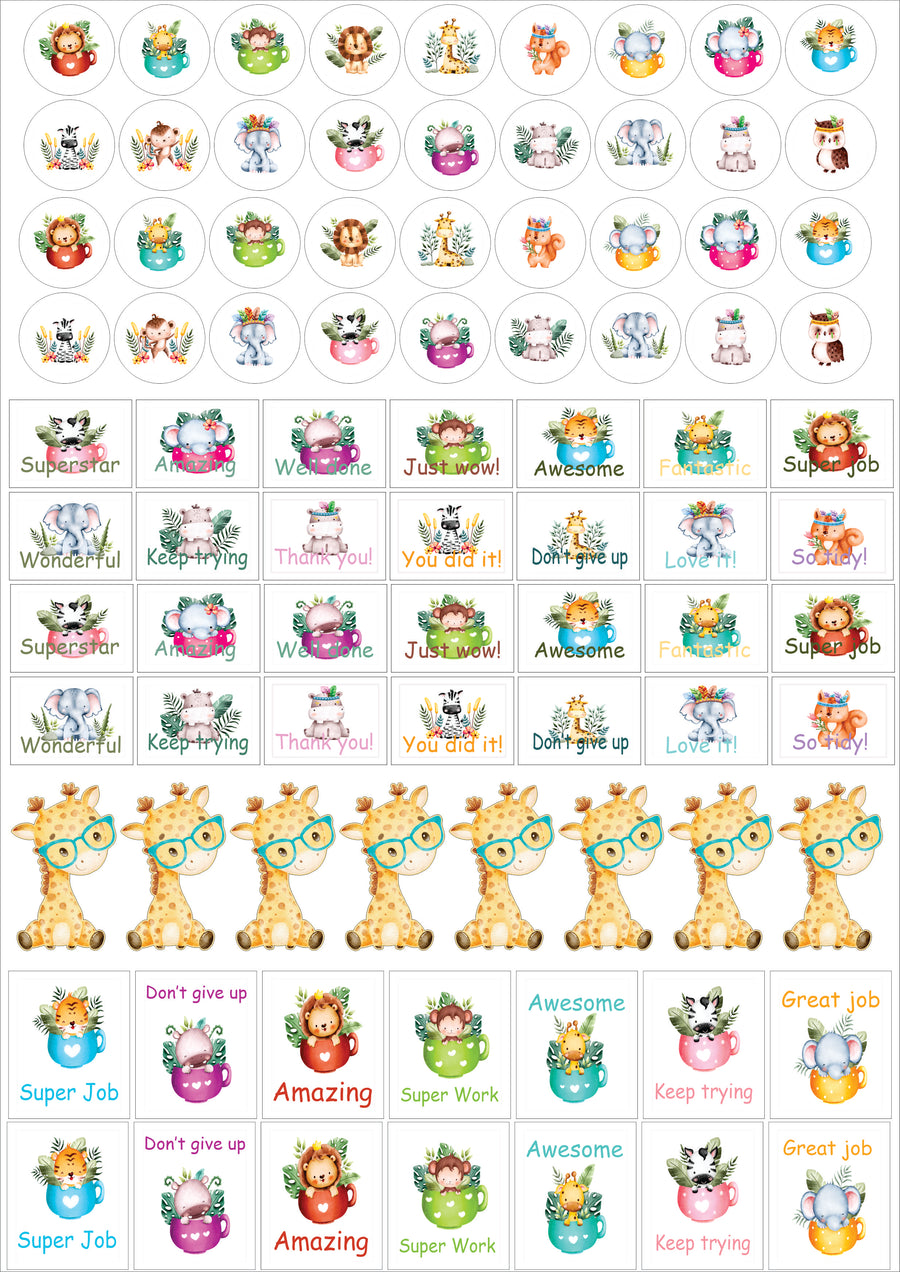 Animal Forest Teacher Stickers - English