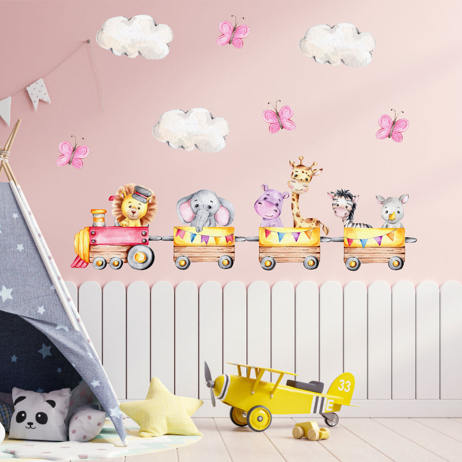 Cute Animal Train Wall Stickers