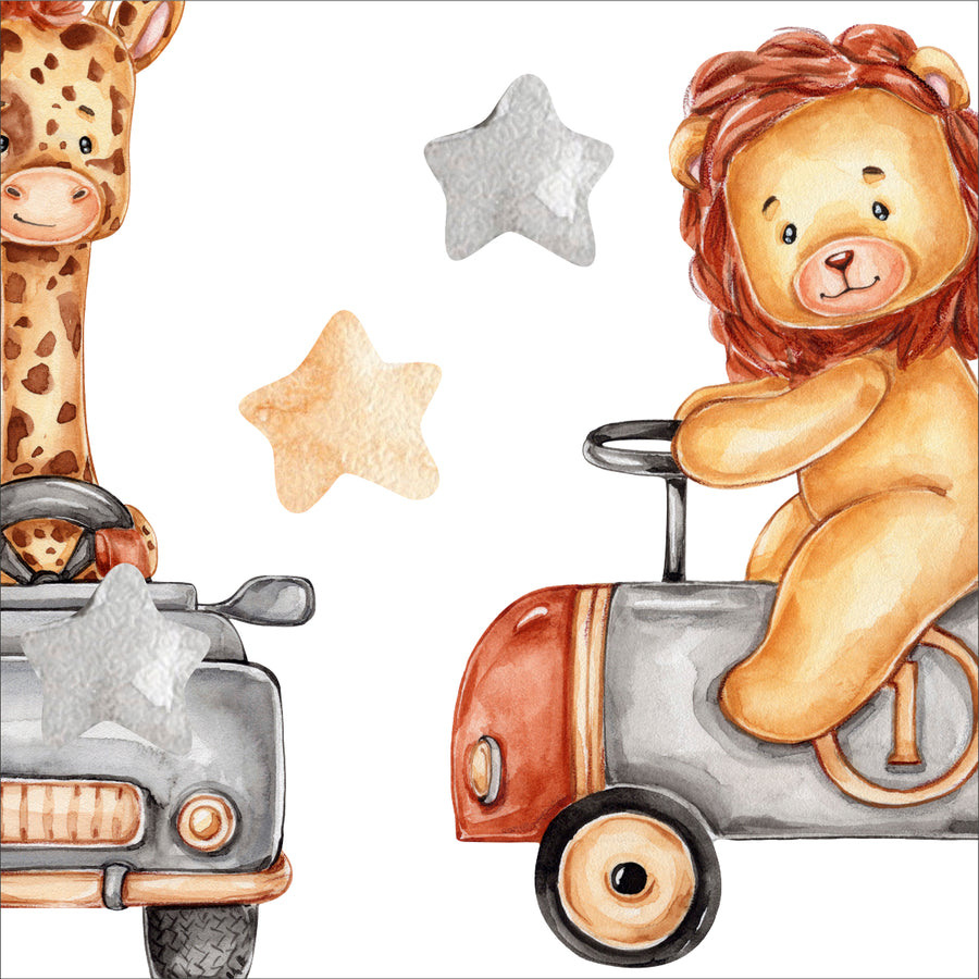 Animals in Cars Wall Stickers