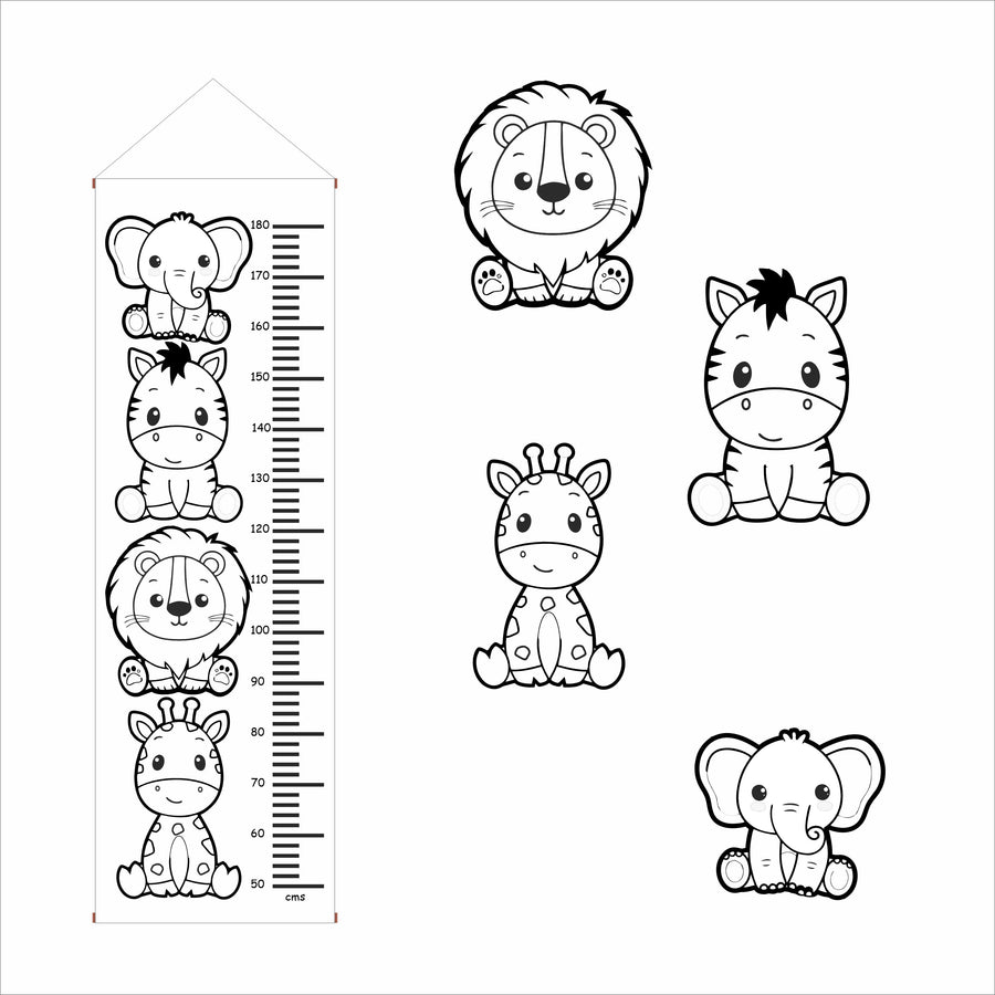 Black and White Animal Height Chart