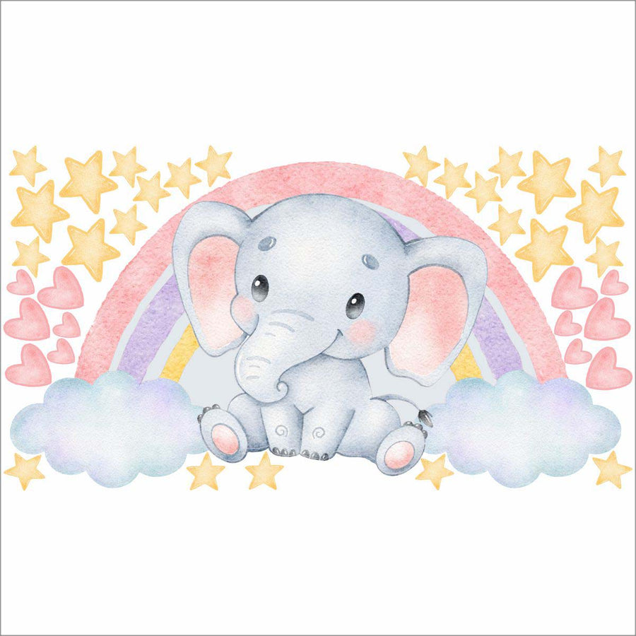 Cute Elephant Rainbow Wall Sticker