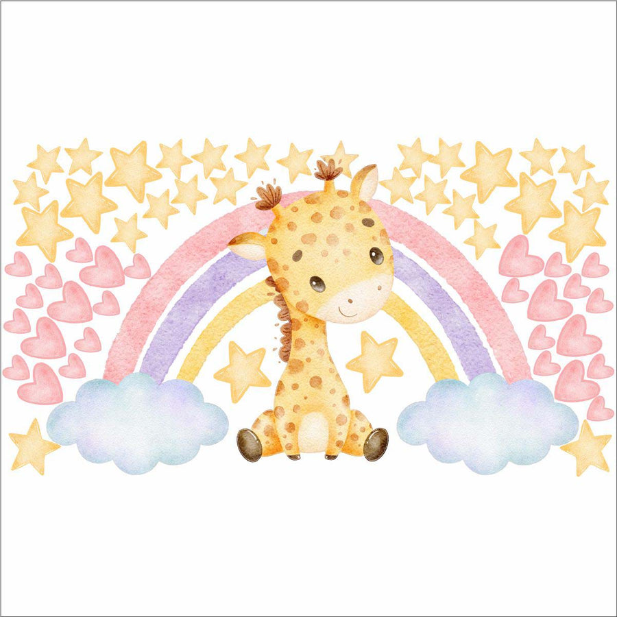 Cute Giraffe Rainbow Wall Sticker