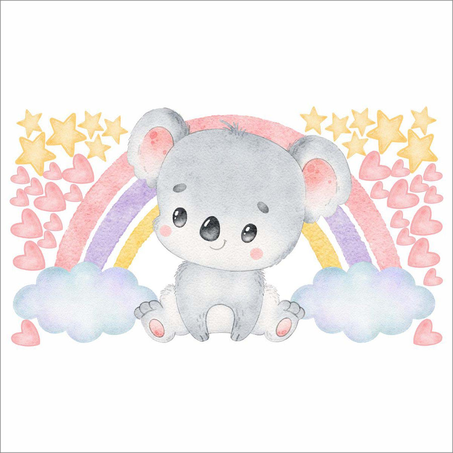 Cute Koala Bear Rainbow Wall Sticker