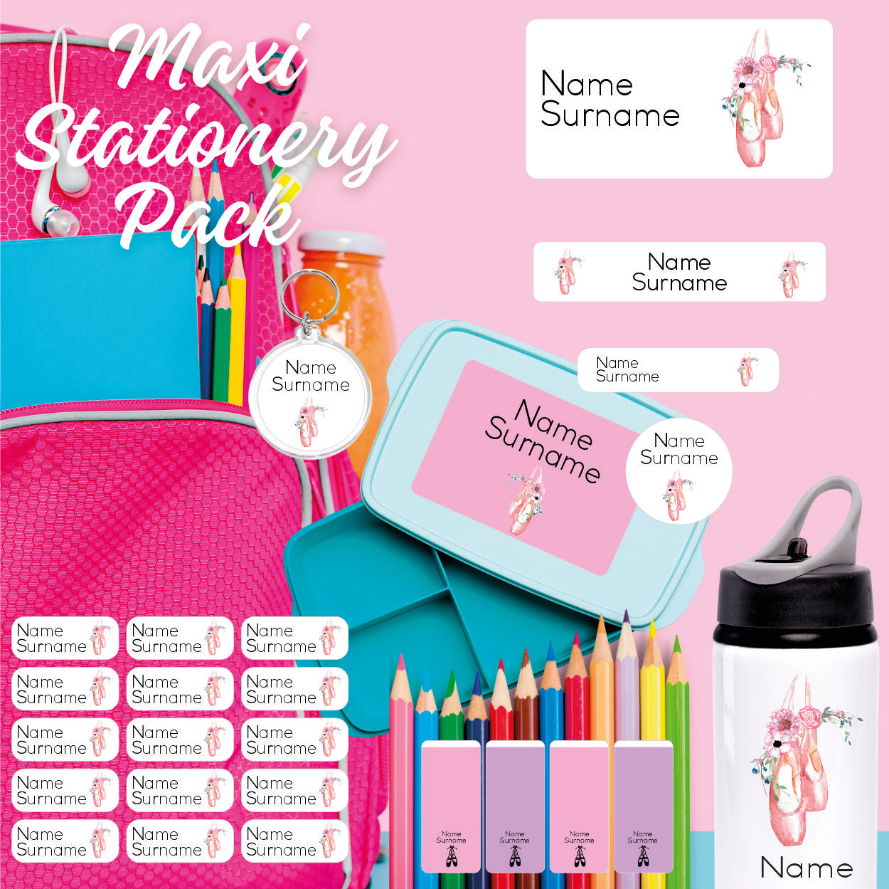 Ballet Maxi School Stationery Pack Coral Designs