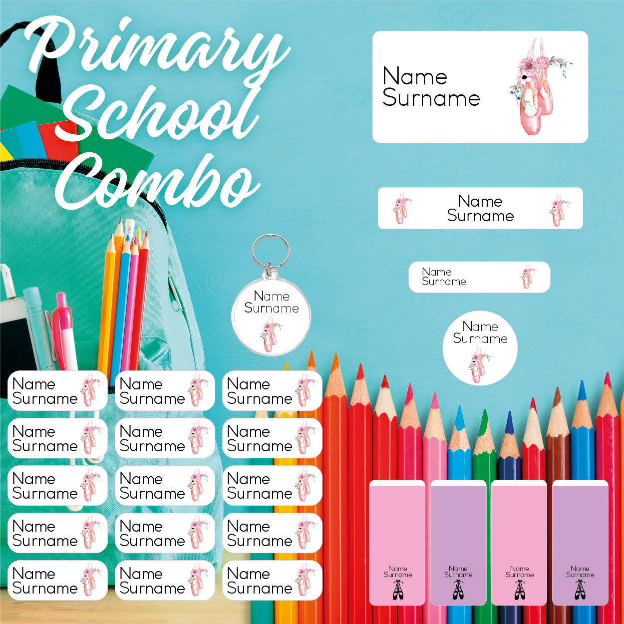 ballet waterproof personalised label combo