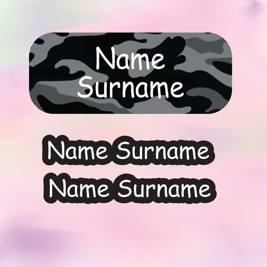 Black Camo Tub Label