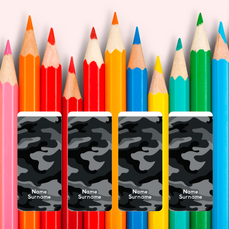 Black Camo Wrap Around Pencil Labels