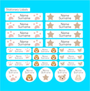 Coral Designs Pre-Primary Label Combo with personalised waterproof name labels