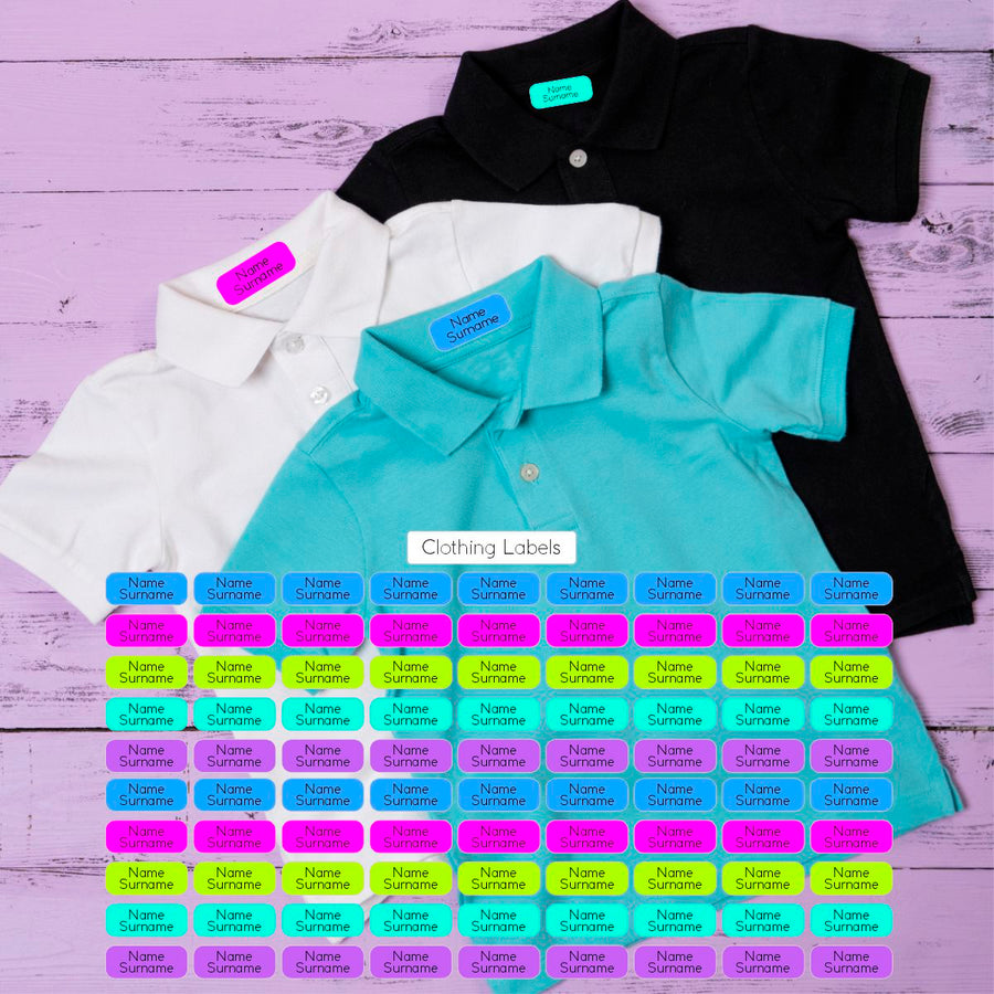 Bright Colours DTF Clothing Labels