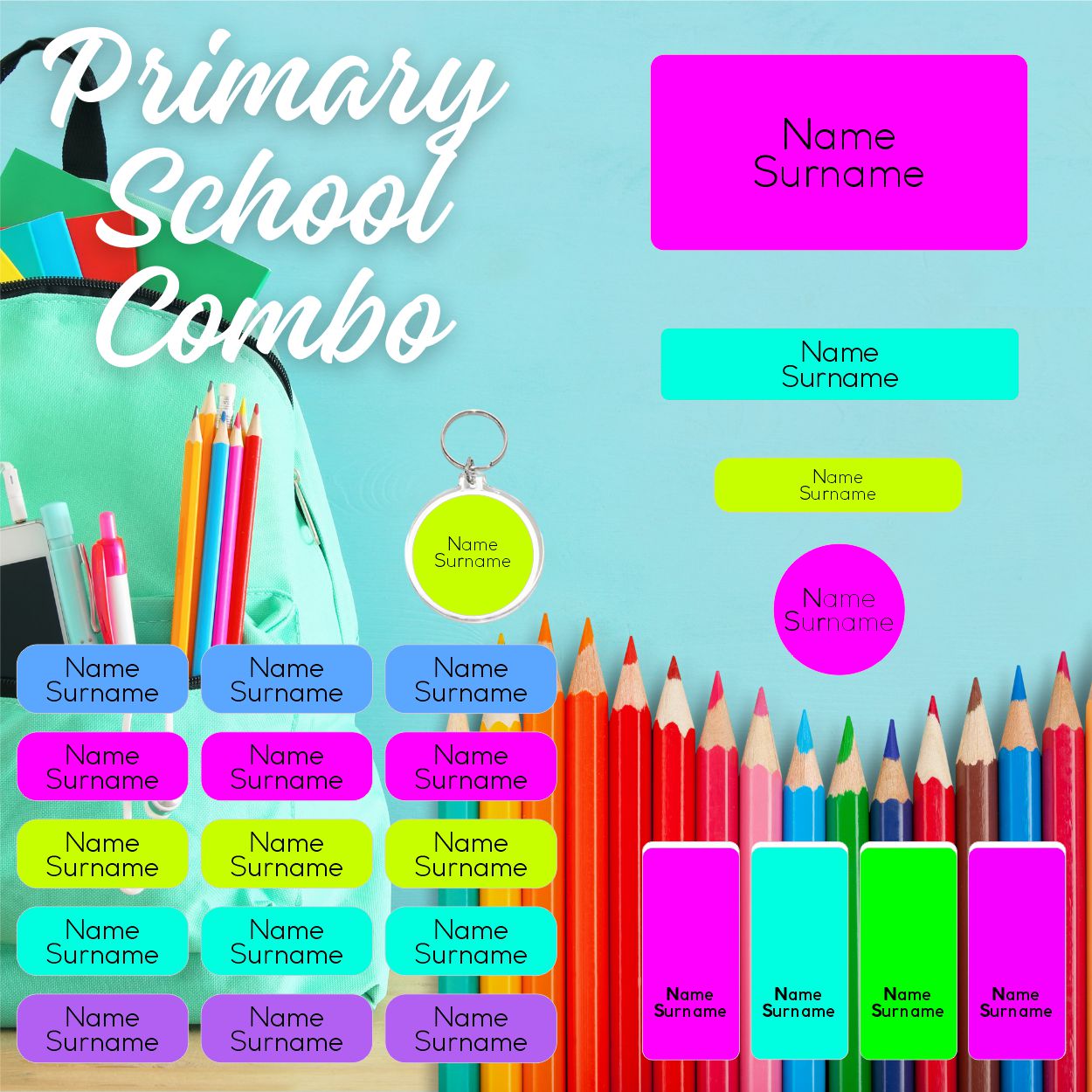 Waterproof Stationery School Labels