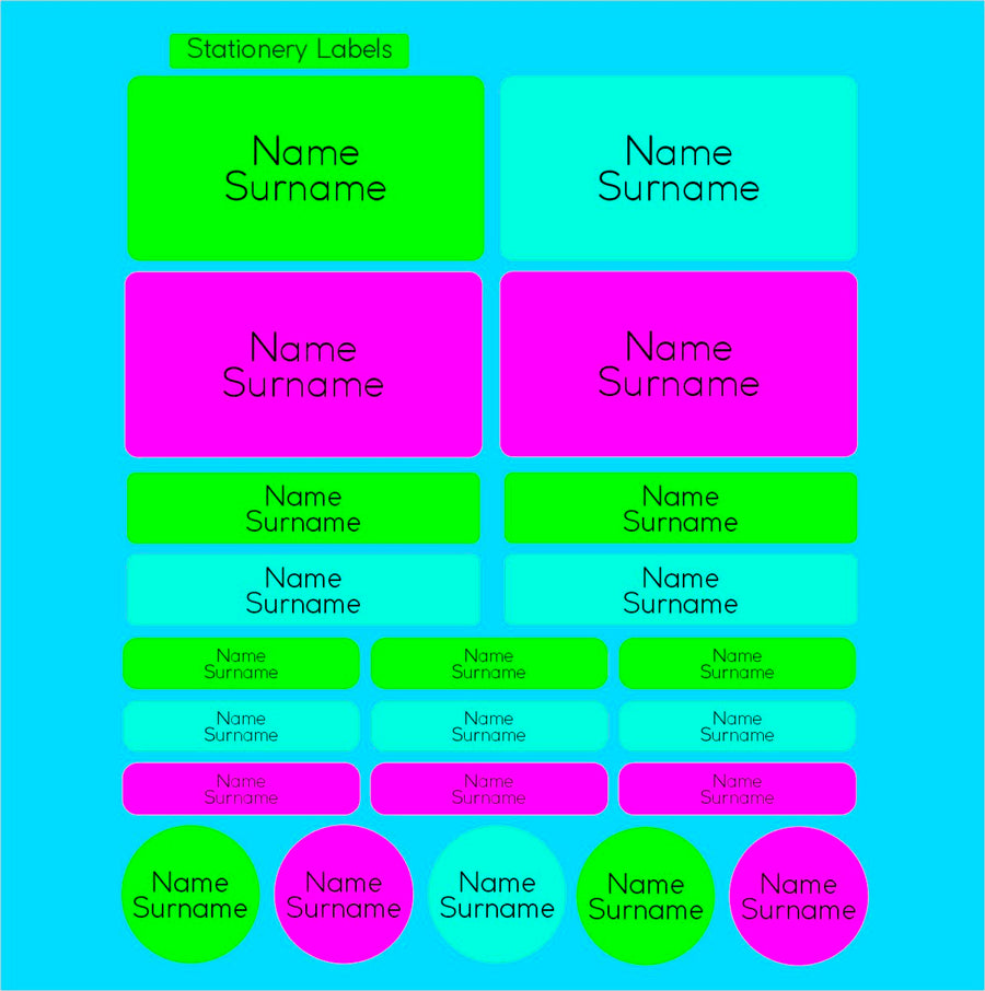 Bright Colours Stationery Labels