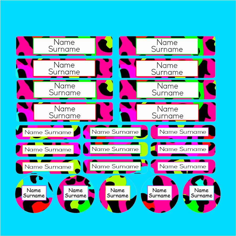Bright Leopard Print Pre-Primary Label Combo