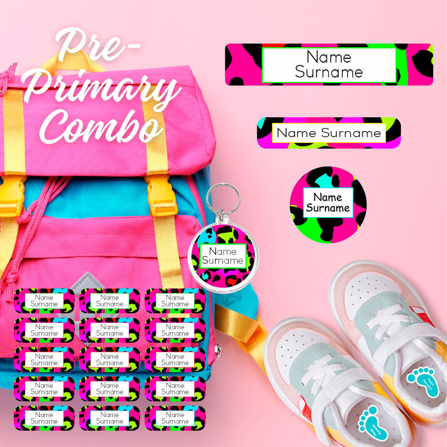 Bright Leopard Print Pre-Primary Label Combo