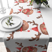 Red Playful Reindeer PVC Runner