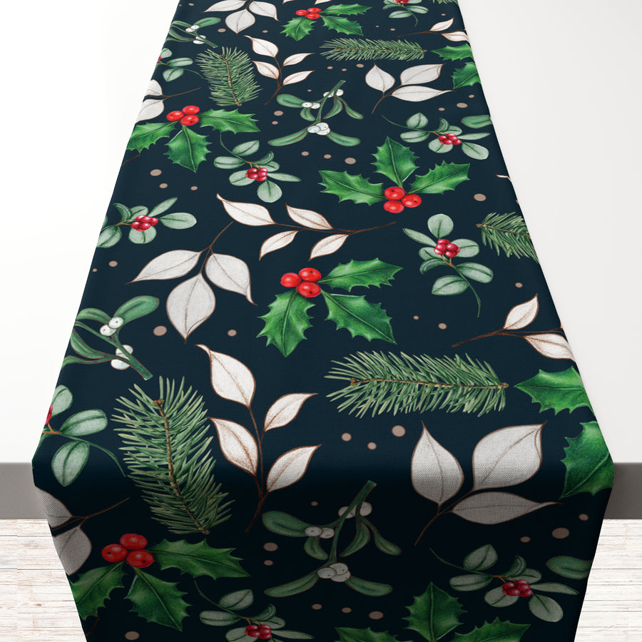 Blue Elegant Winter Christmas PVC Runner