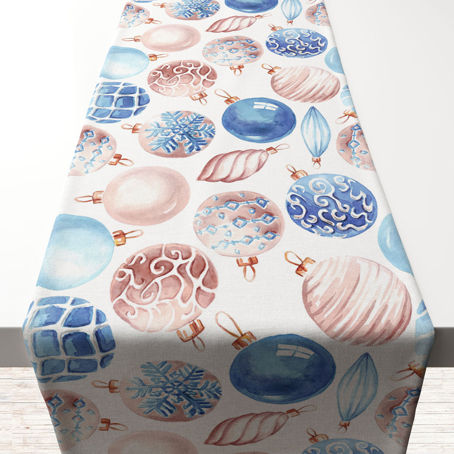 Blue Christmas Balls PVC Runner