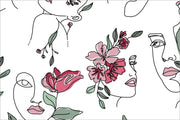 Pink Floral Line Face Placemats