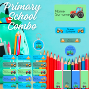 Construction Vehicles Primary School Label Combo