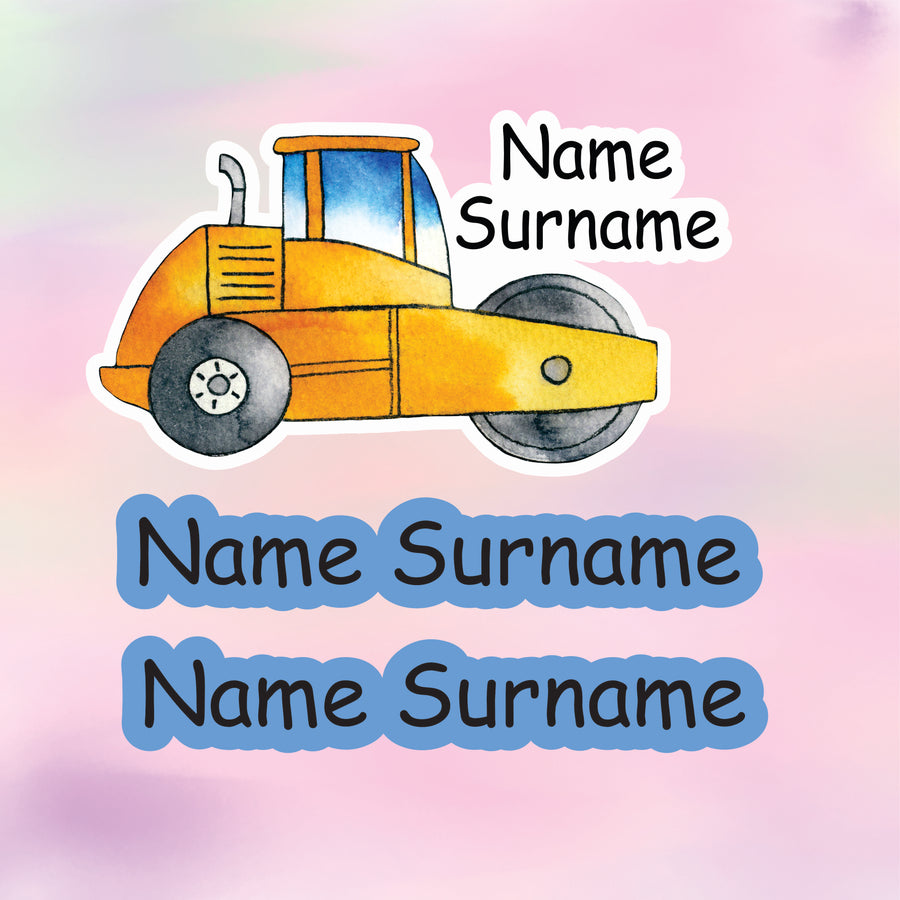 Construction Vehicles Tub Label