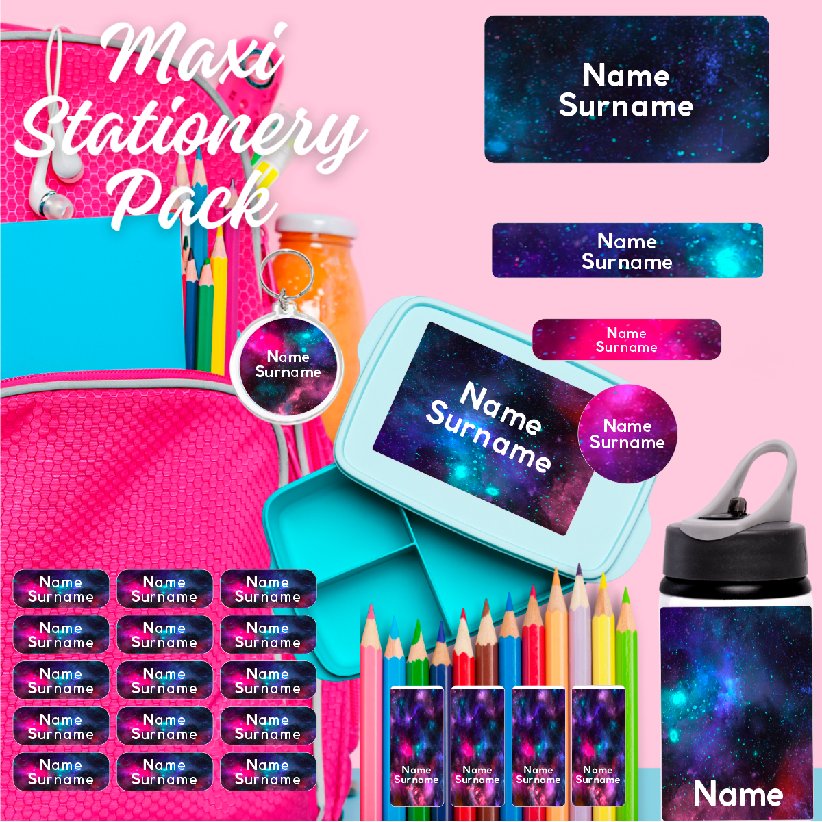 Galaxy Maxi School Stationery Pack Coral Designs