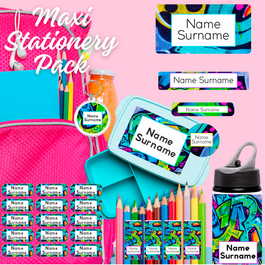 Graffiti School Stationery Pack Coral Designs