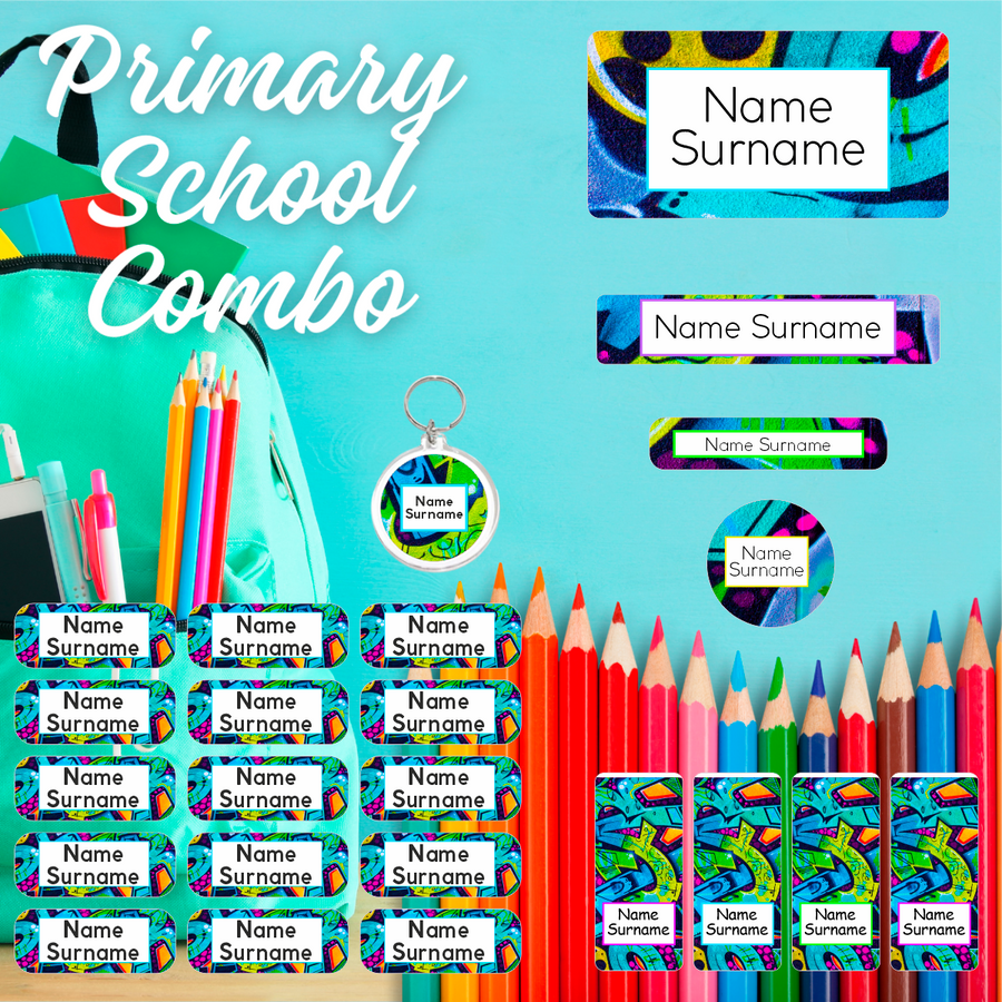Graffiti Primary School Label Combo