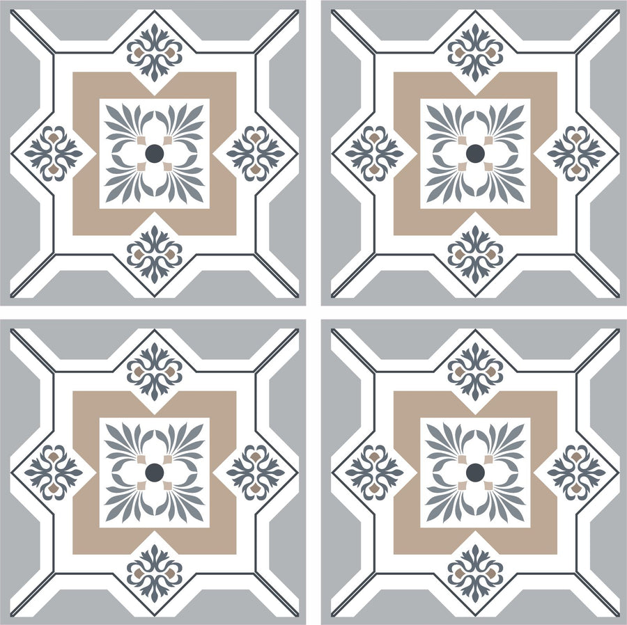 Gold and Grey Tile Wall Stickers