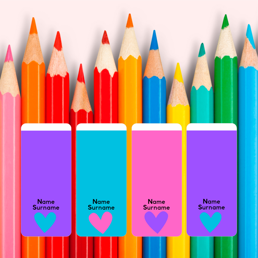 Heart Labels Wrap Around Pencil Labels