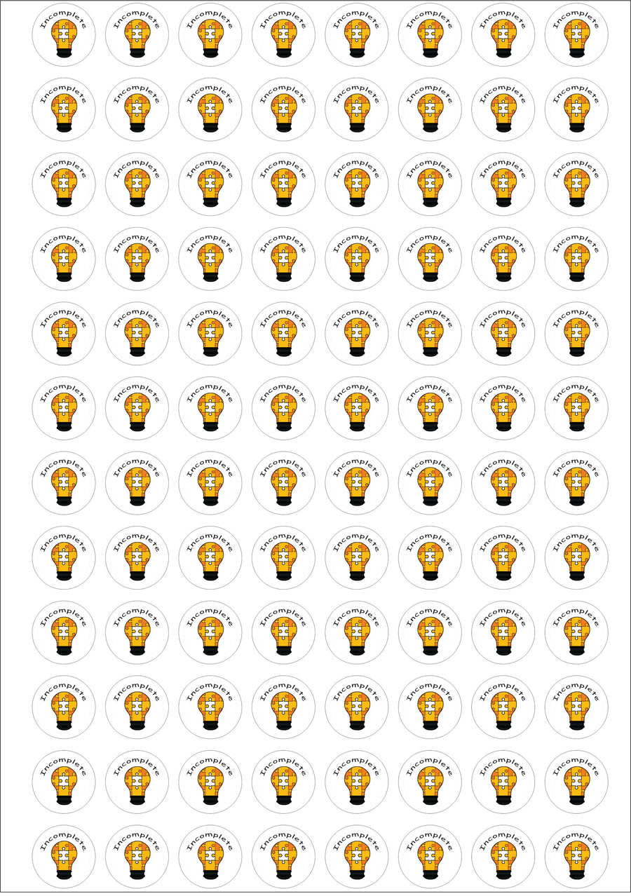 Incomplete Teacher Stickers - English