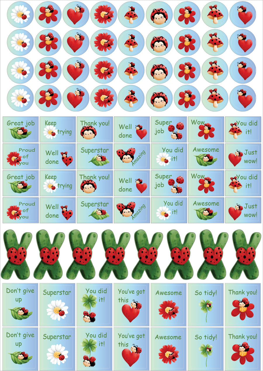 Ladybug Teacher Stickers - English