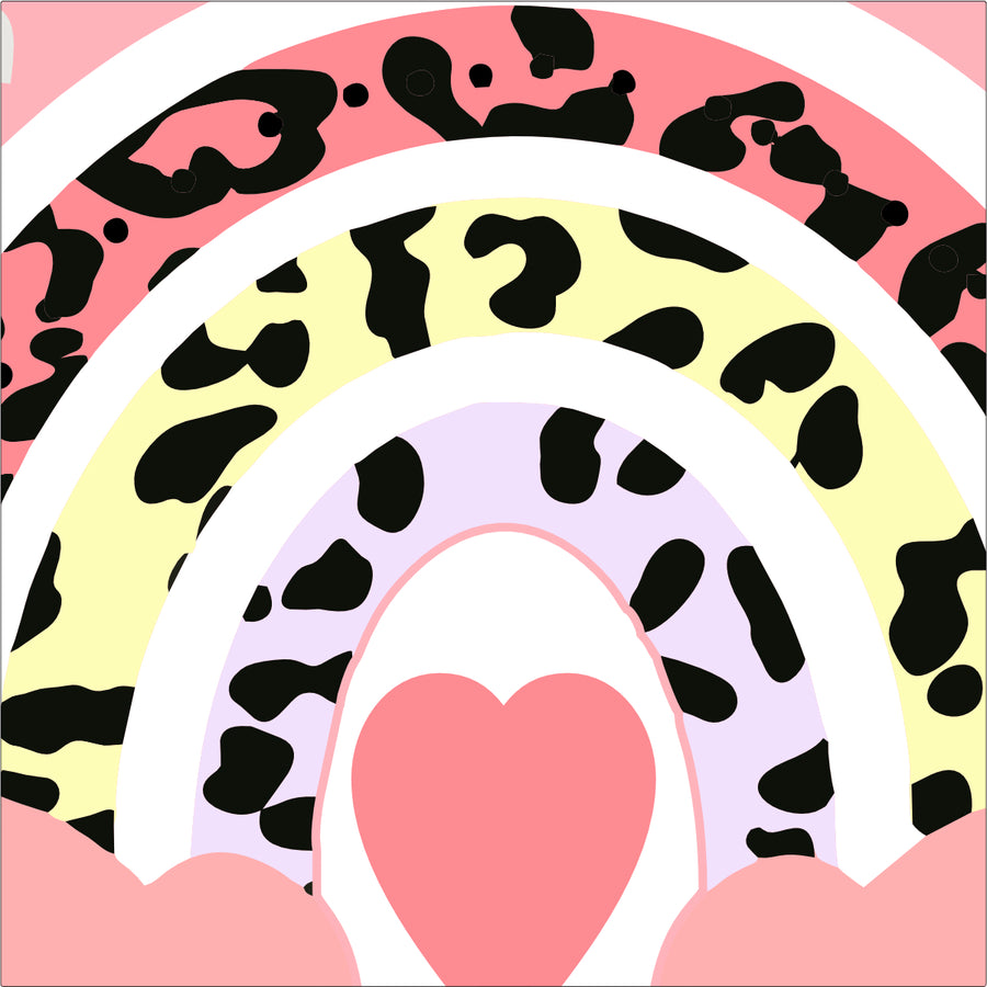 Pink Leopard Print Rainbow Wall Stickers
