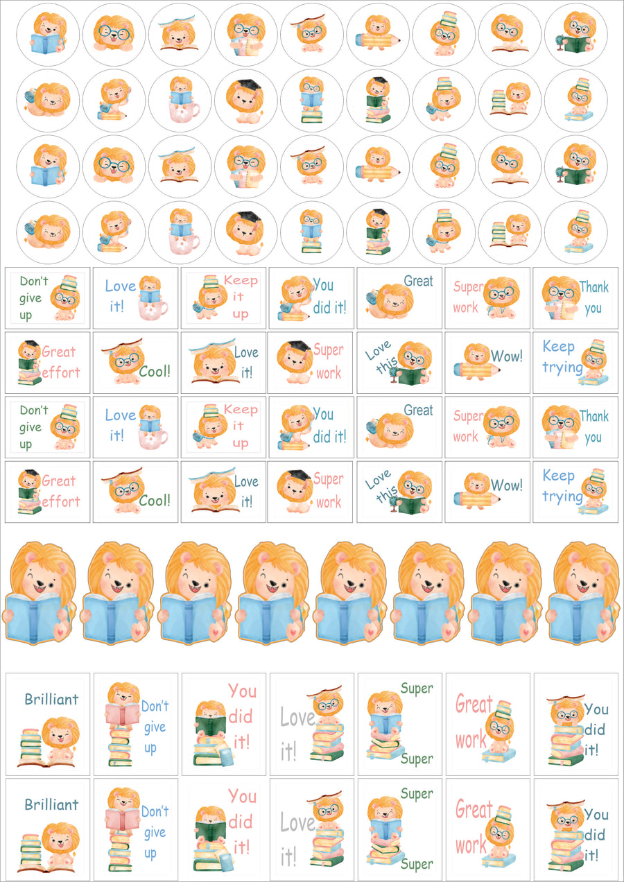 Lion Teacher Stickers - English