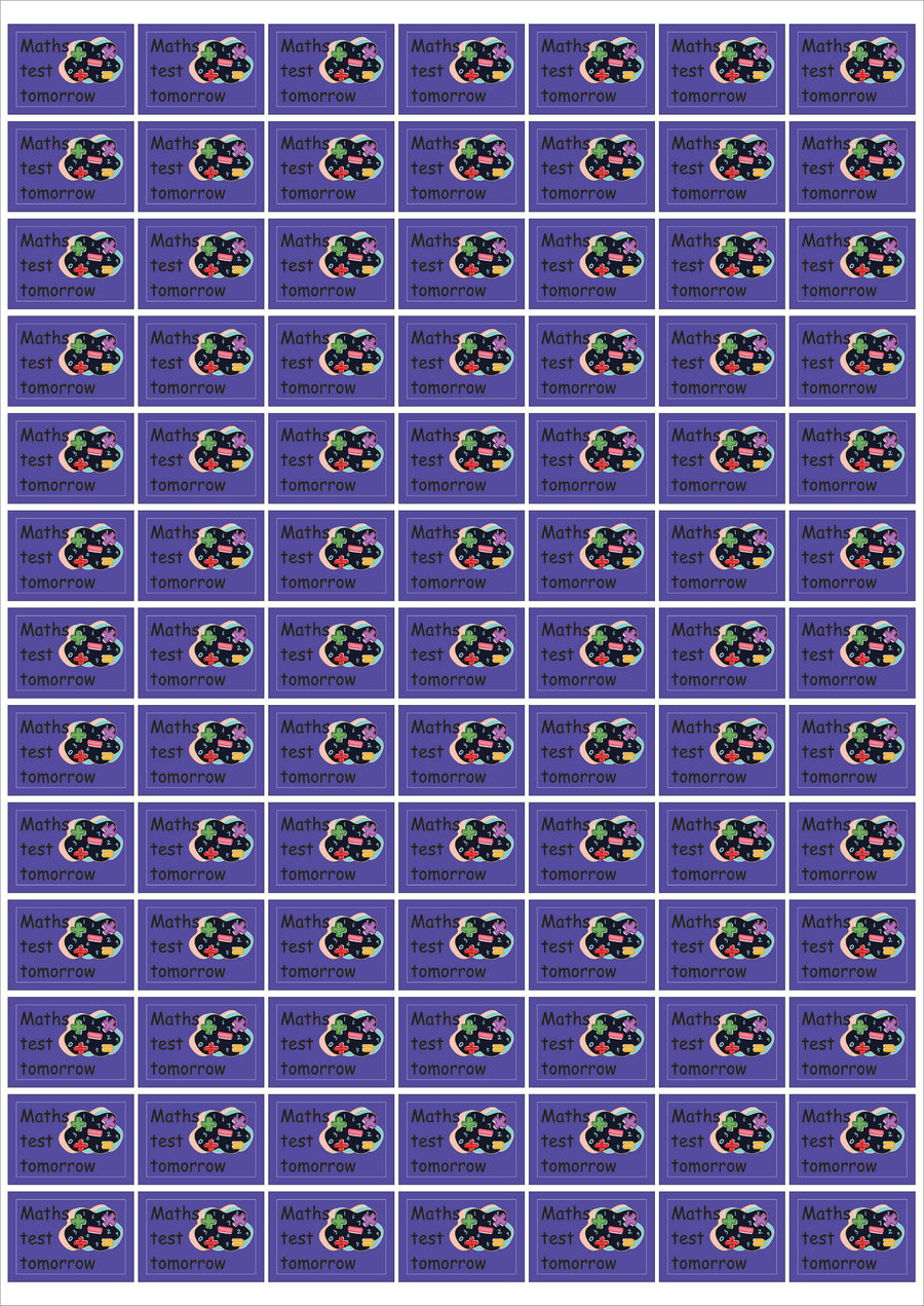 Maths Test Tomorrow Teacher Stickers - English