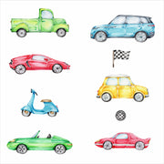 Watercolour Modern Cars Wall Stickers