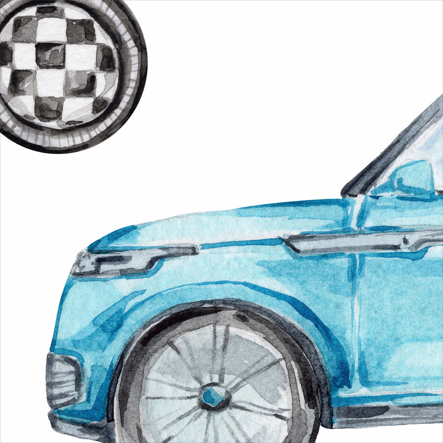Watercolour Modern Cars Wall Stickers