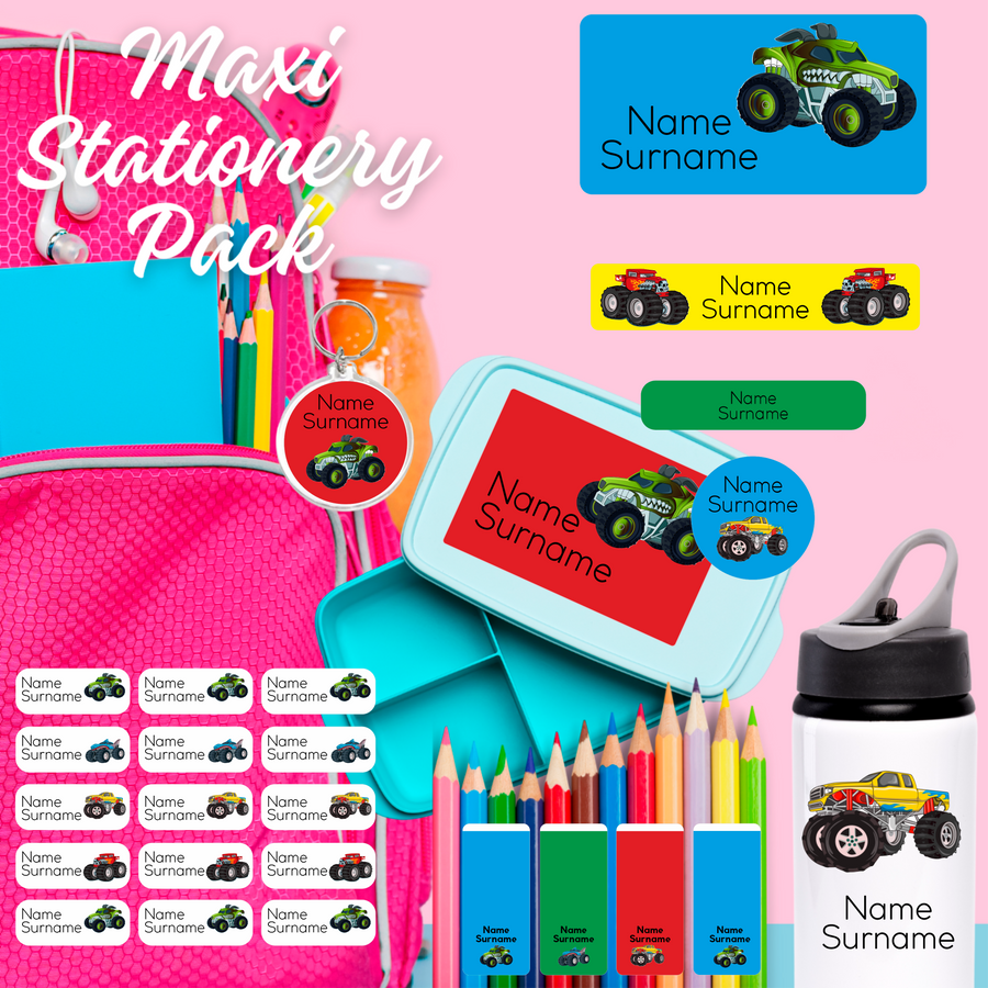 Monster Trucks - Boys Stationery Label Maxi Combo