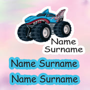 Monster Truck Tub Label