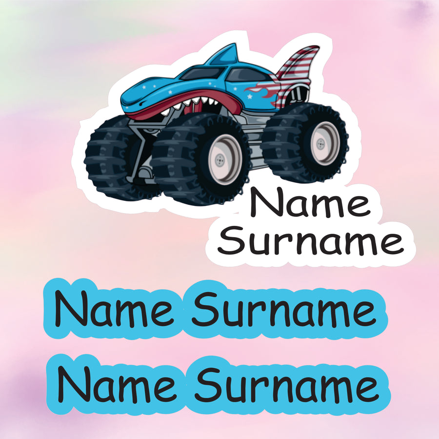 Monster Truck Tub Label