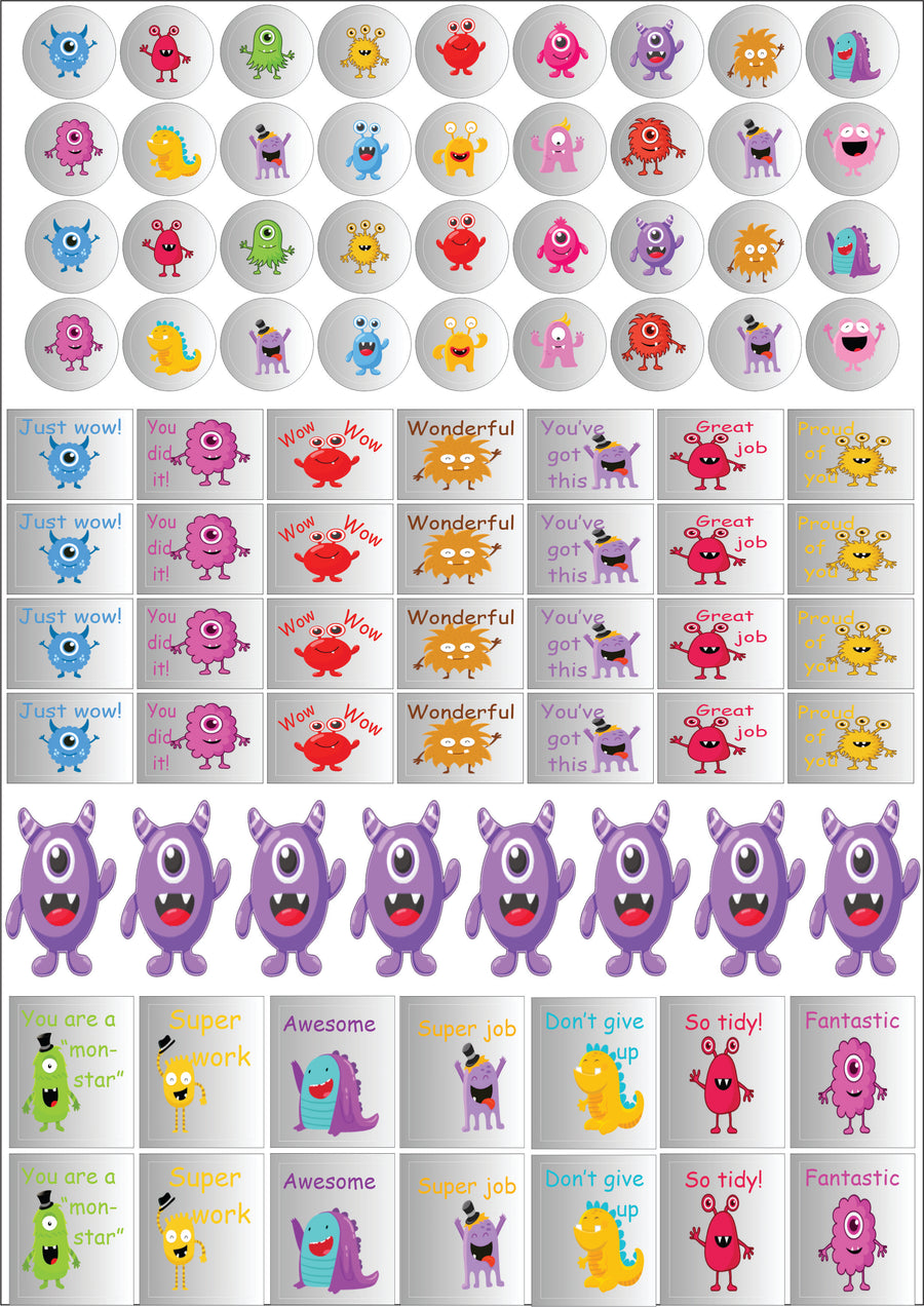 Monster Teacher Stickers - English