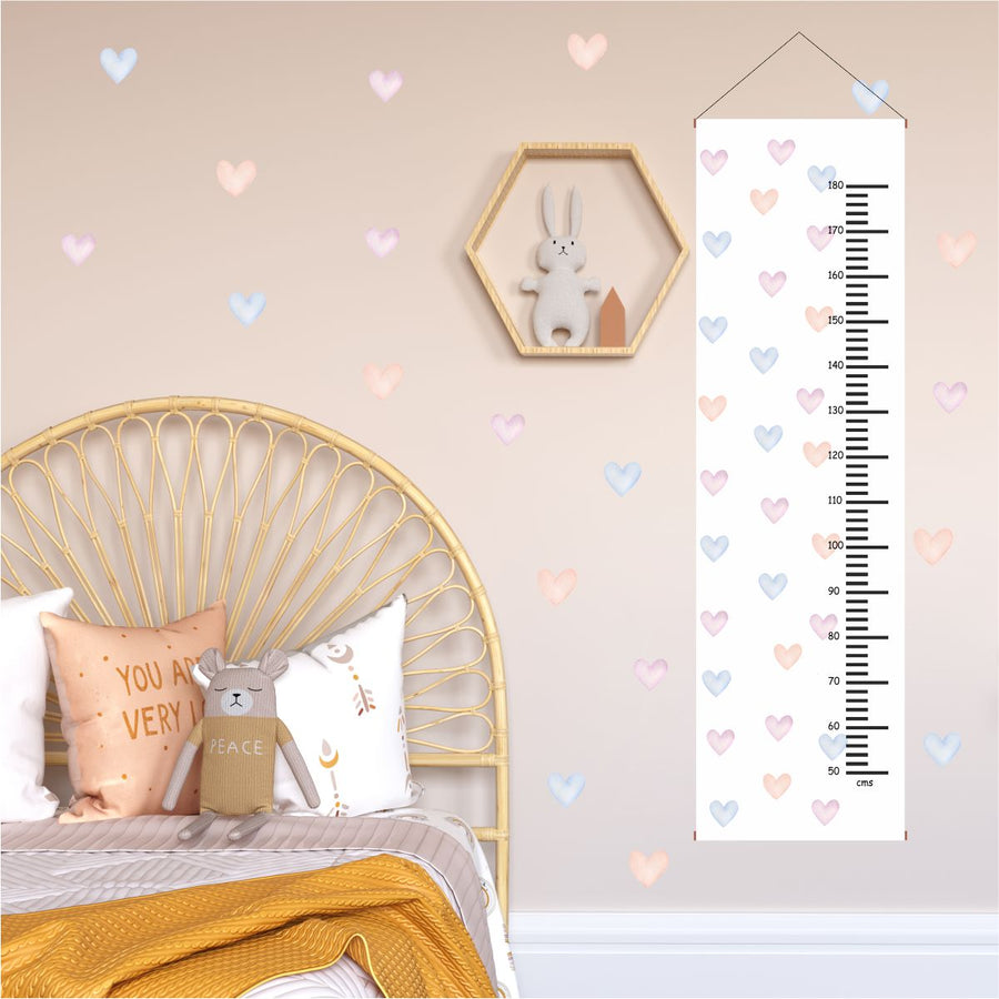 Multicoloured Hearts Height Chart