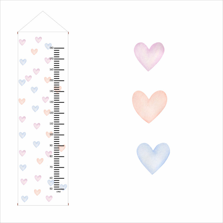 Multicoloured Hearts Height Chart