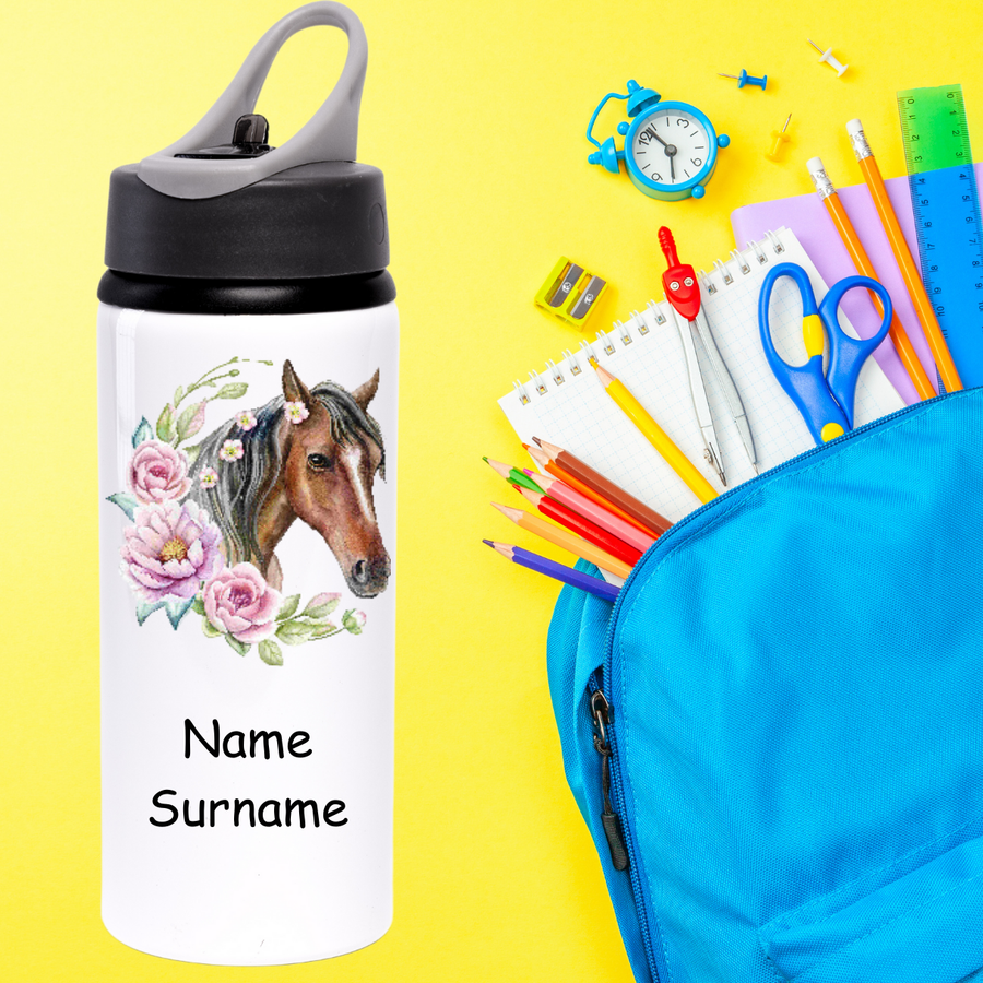 Flower Horse Aluminium Water Bottle 650ml