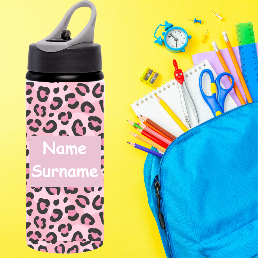 Leopard Print Aluminium Water Bottle 650ml