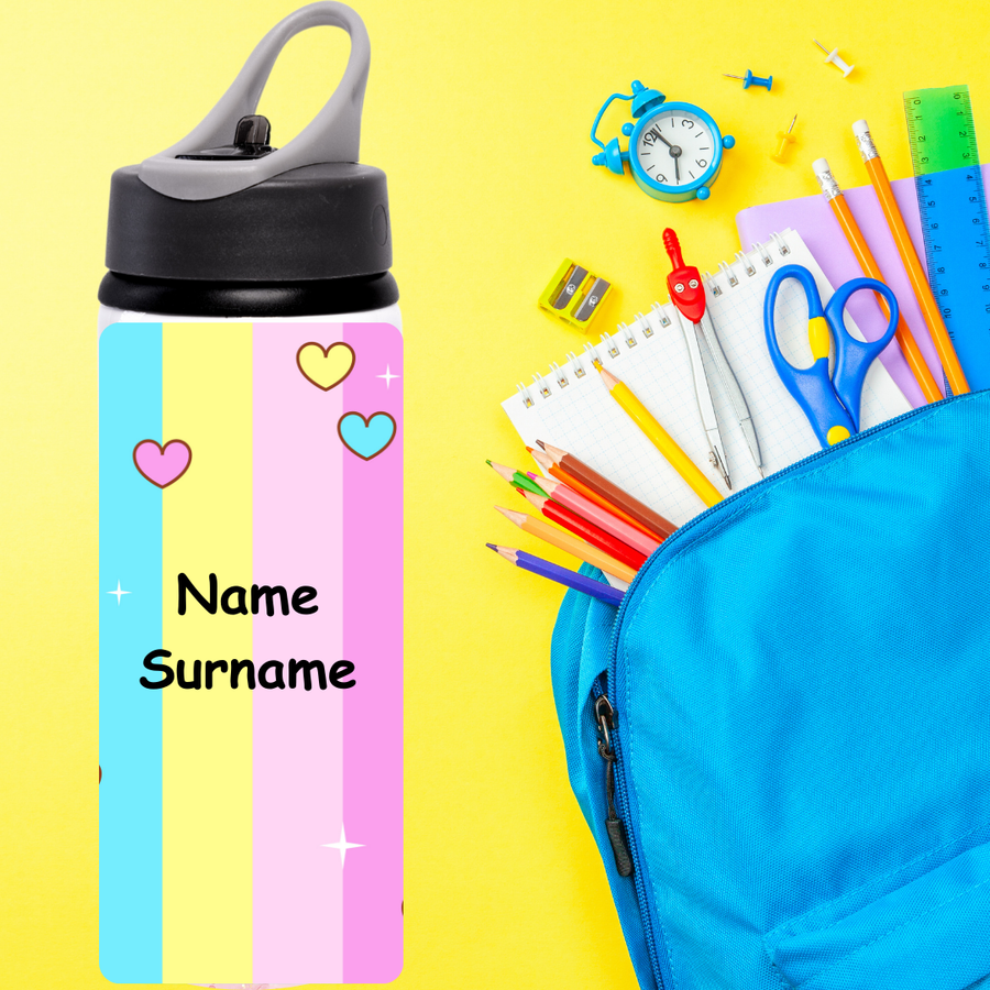 Hearts & Stripes Aluminium Water Bottle 650m