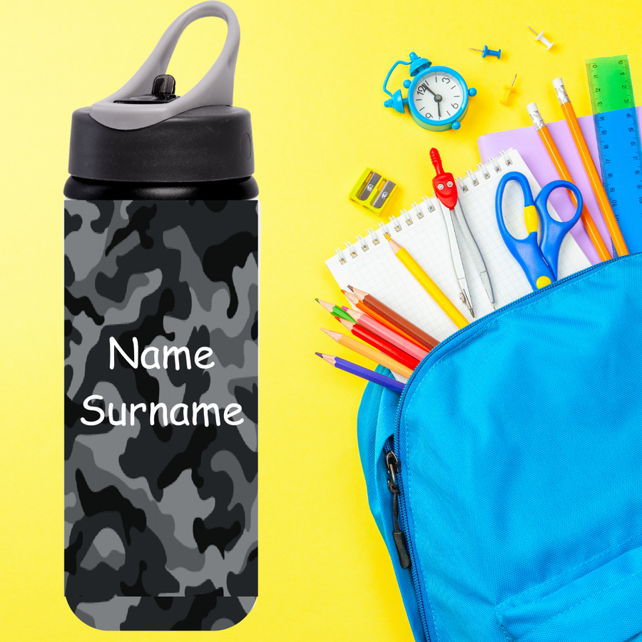 Black Camo Aluminium Water Bottle 650ml