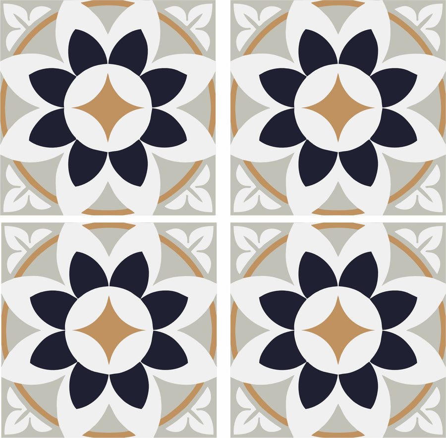 Orange and Beige Tile Wall Stickers