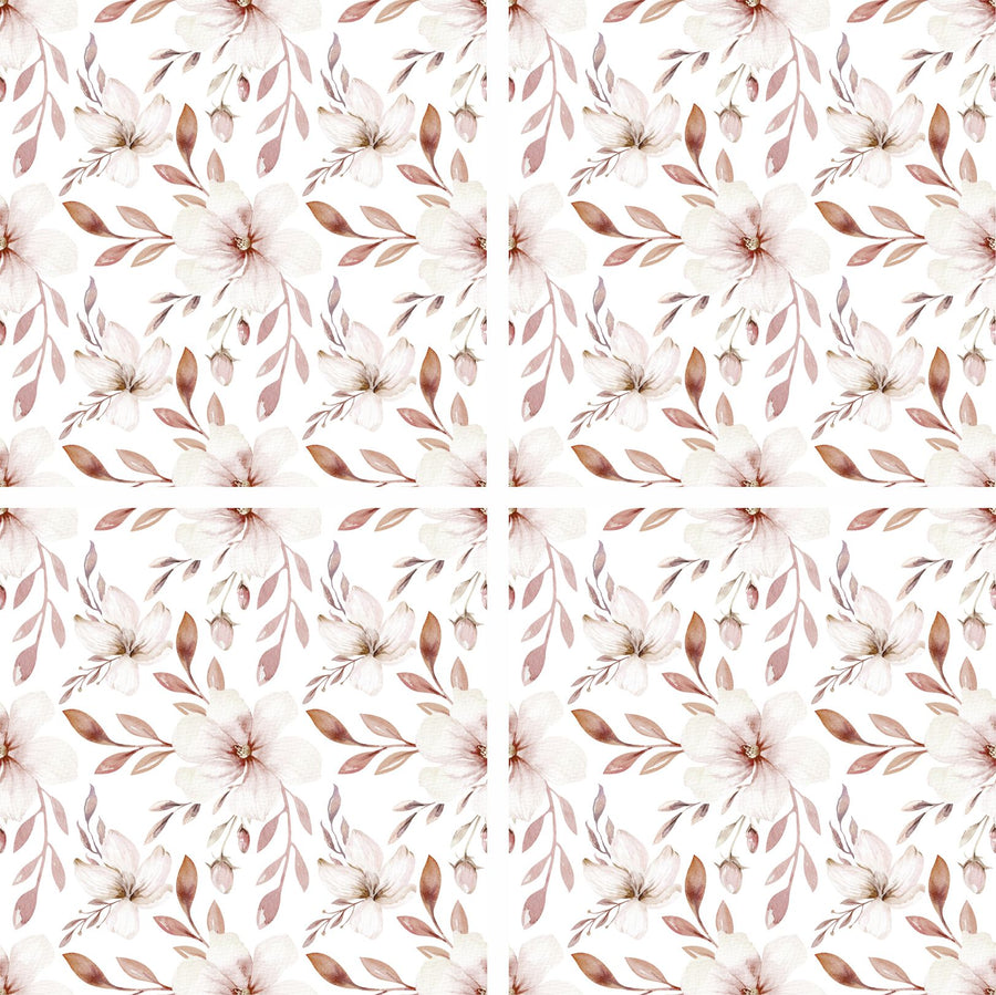 Pink Flowers Tile Wall Stickers