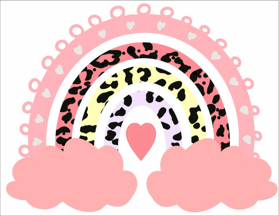 Pink Leopard Print Rainbow Wall Stickers